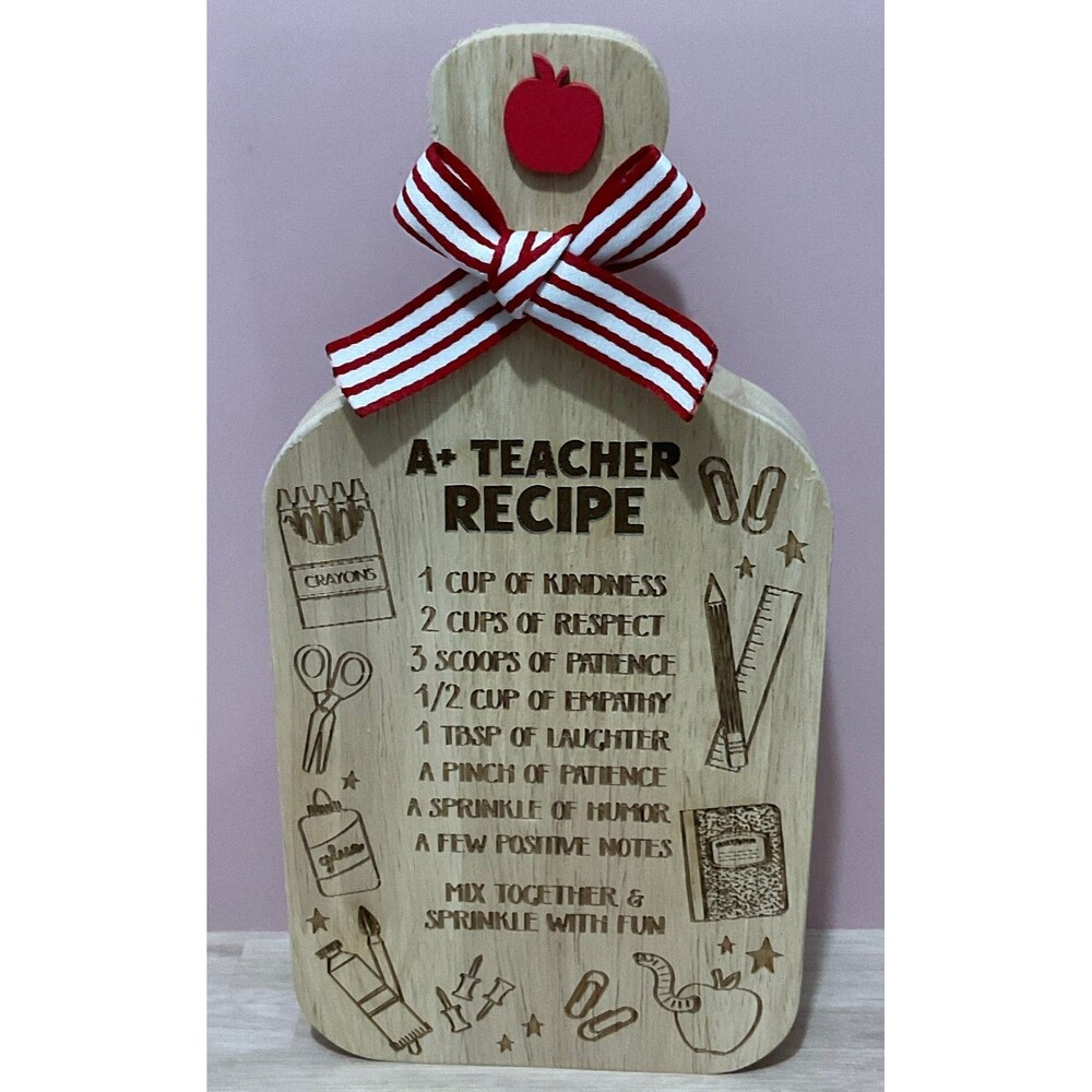 Recipe For A Special Teacher Wooden Desk Plaque Standing Sign Appreciation Gift